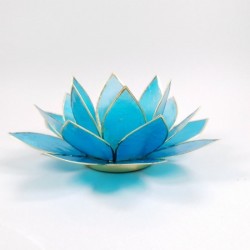 Candela Lotus din sidef de culoare albastră corespondență cu chakra gâtului, comunicării, Vishuda