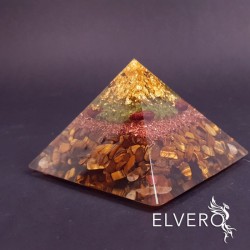 Piramida abundentei, aur 24K, granat rosu, ochi de tigru, cuart