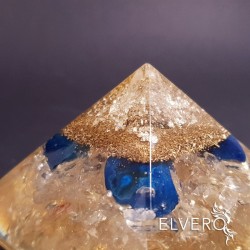Piramida cu argint, cuart alb si agat albastru