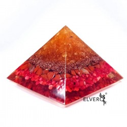 Piramidă orgon din citrin, jasp și coral roșu 