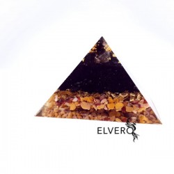 Piramidă orgon din aur, turmalină neagră, jasp și cuarț