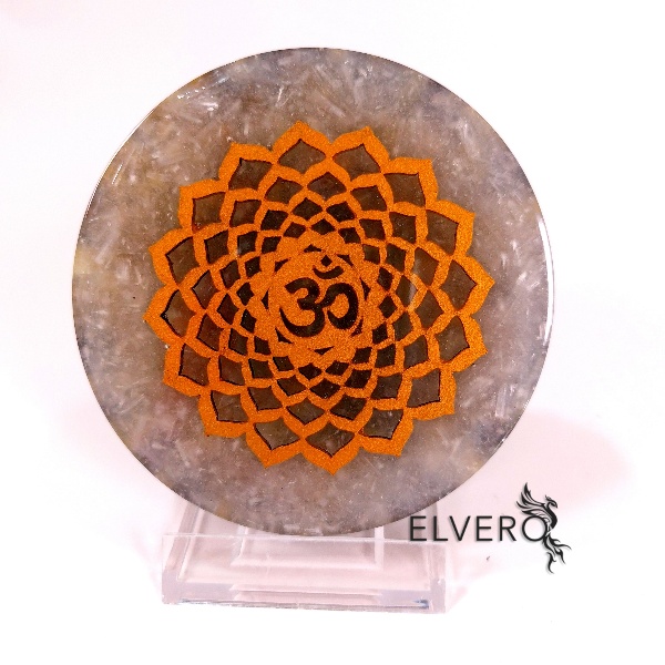 Chakra 7, Sahasrara, disc orgonic 11 cm din pietre semipretioase
